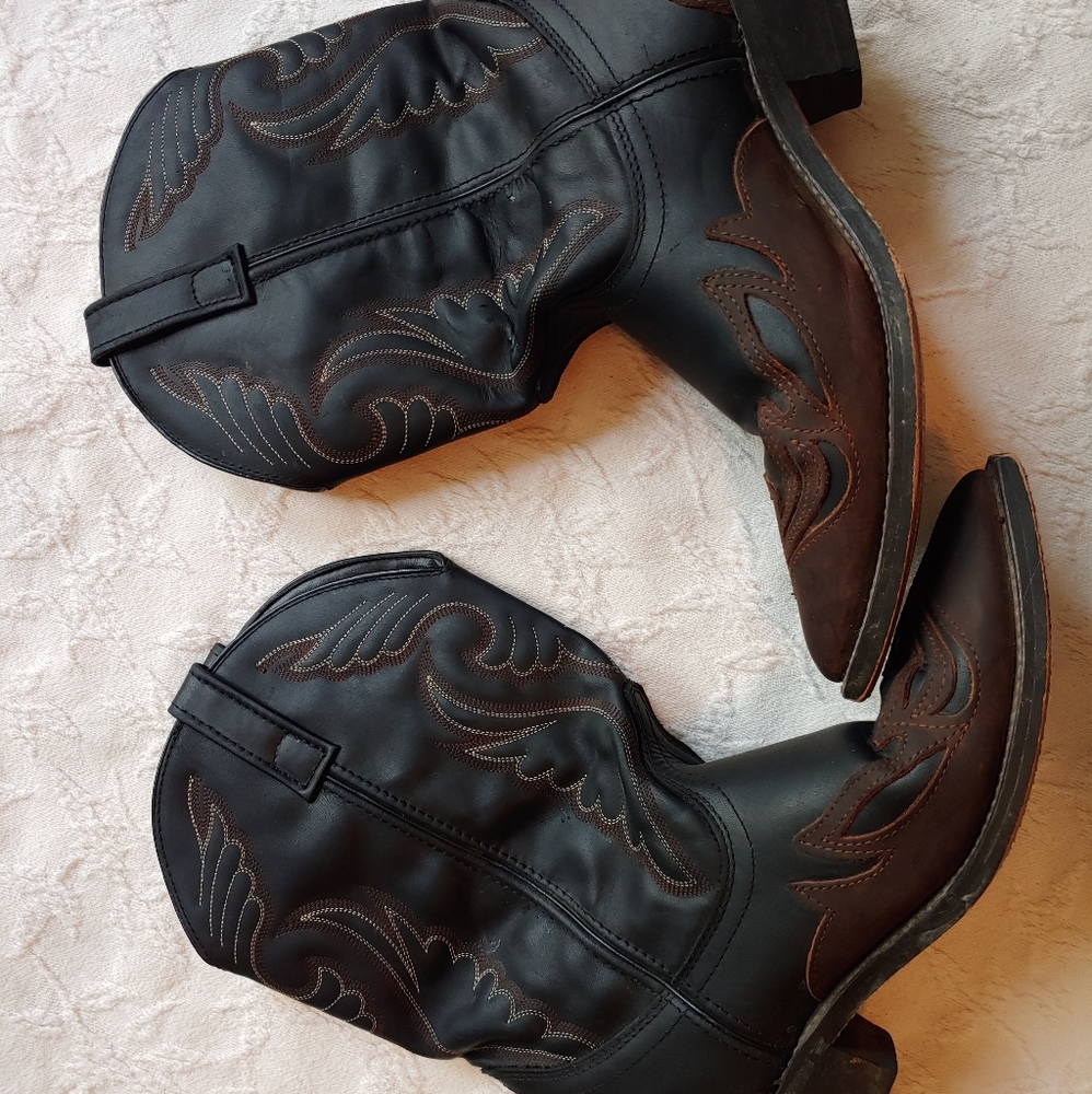 Black& Brown Leather Cowboy Boots 12